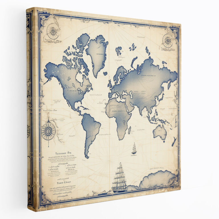 Adventure World Map Canvas Print - World Map, Exploration, Canvas, Wall Decoration