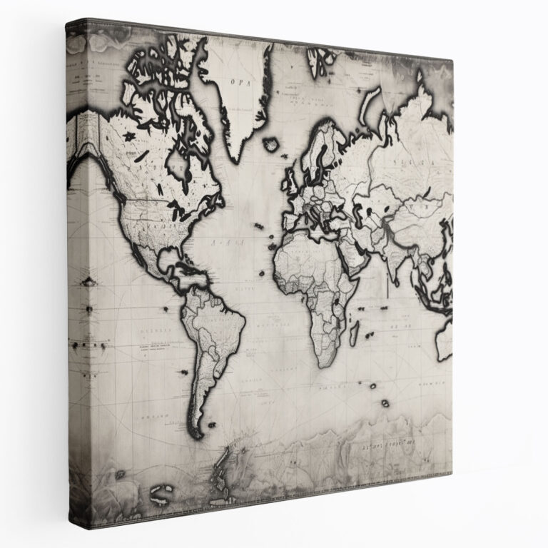 Canvas Print - Vintage World Map - World Map, Canvas Wall Art, Nostalgia, Wall Art