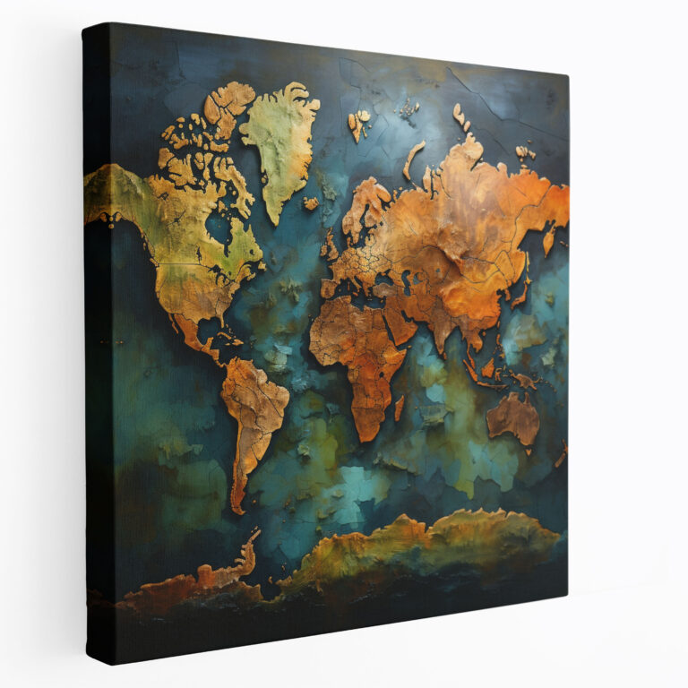 High Quality Canvas Print - Realistic World Map - World Map, World Map, Canvas Wall Art, Realistic