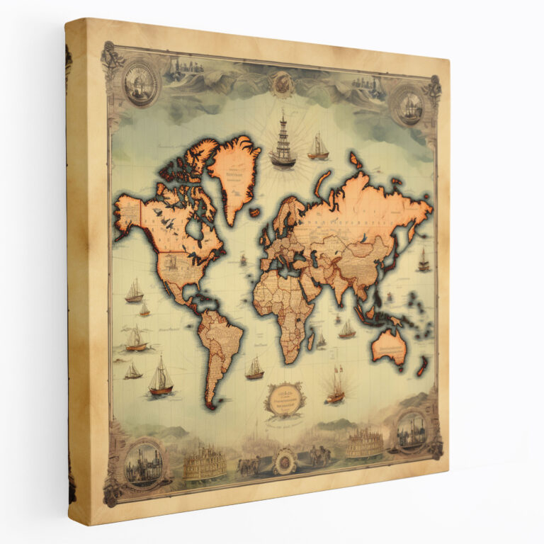World Map Canvas Print - Vintage Map Illustration - World Map, Antique Style, Canvas Wall Art, Vintage Map Illustration
