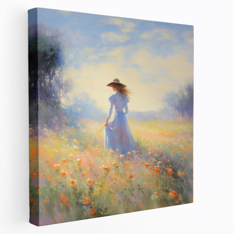 Woman Wall Art - Impressionist Meadow Canvas Print - Woman, Canvas Print, Dreamlike Atmosphere, Meadow