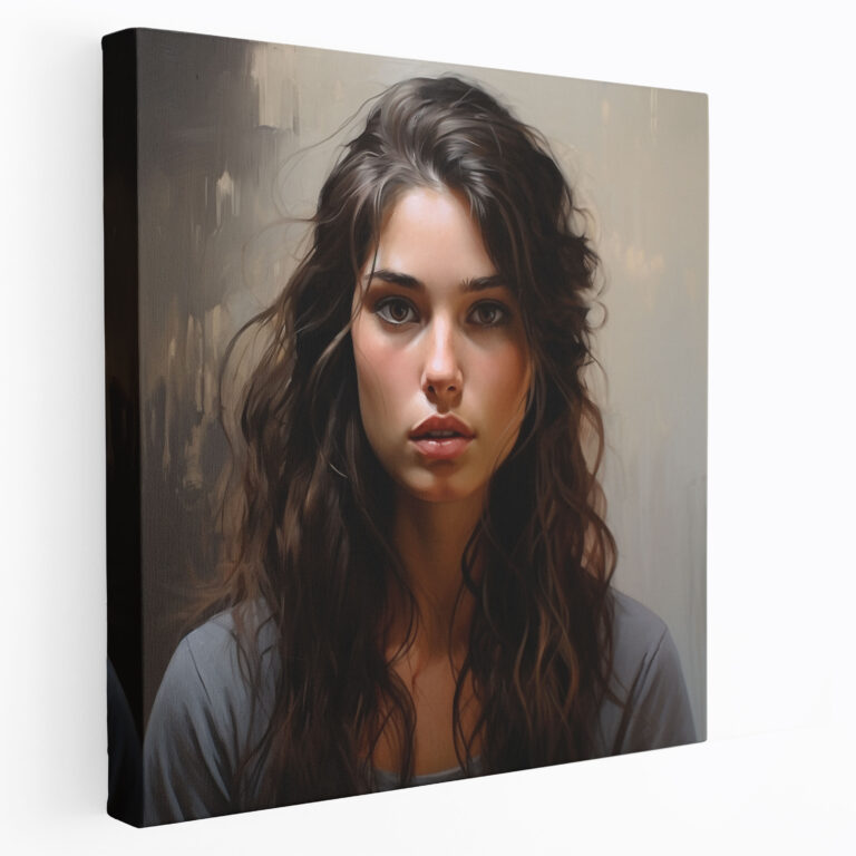 Woman Canvas Print - Realistic Portrait Wall Art - Woman, Humanity, Wall Art, Subtle Expressions