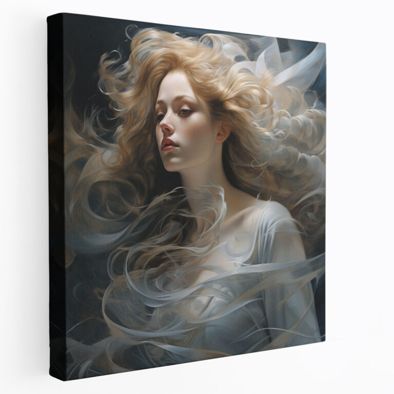 Woman Canvas Print - Elegant Portrait Wall Art - Woman, Canvas, Flowing Hair, Canvas Print