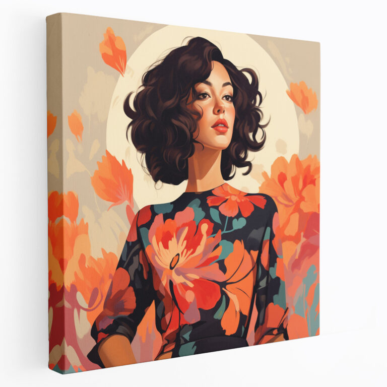 Woman Canvas Print - Contemporary Floral Dress Wall Art - Woman, Canvas Wall Art, Canvas, Contemporary