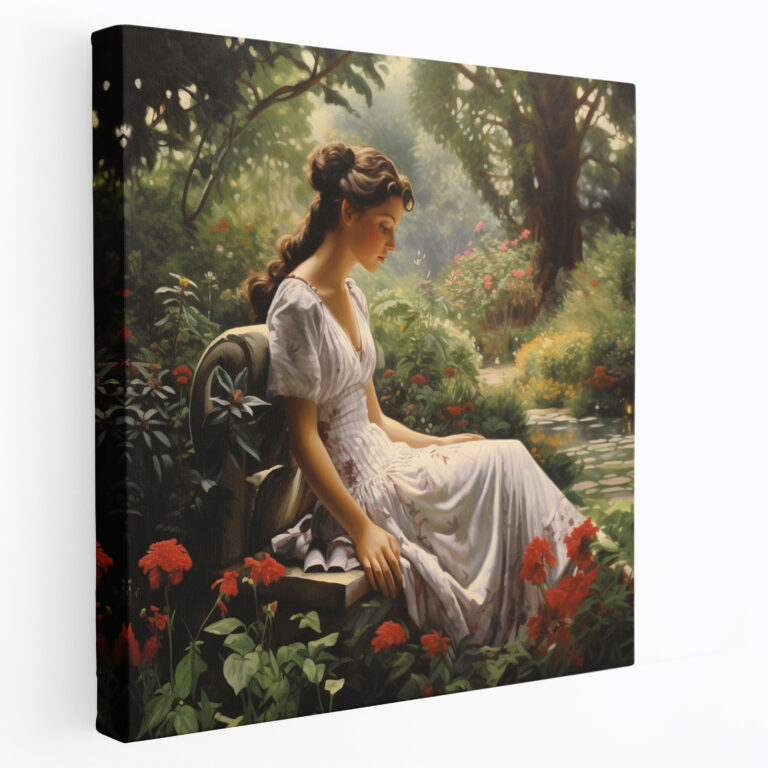 Woman Canvas Print - Peaceful Garden - Woman, Woman, Peaceful, Calm
