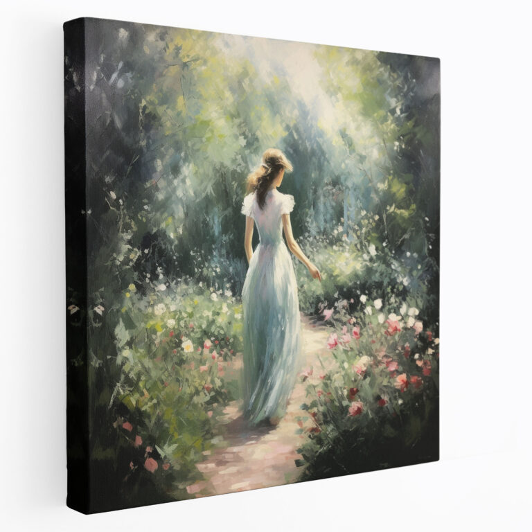 Woman Canvas Print - Serene Garden Impressionist Wall Art - Woman, Canvas, Canvas Wall Art, Tranquility