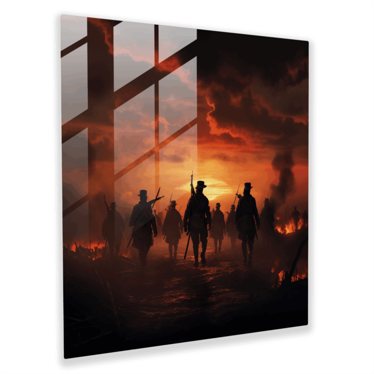 Renaissance Glass Print - Silhouette Soldiers Glass Wall Art