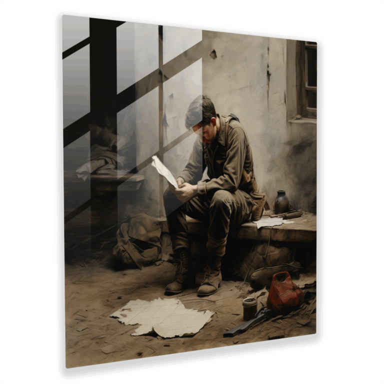 Sentimental Reflections - Glass Print of Modern Artwork: Inked Memories