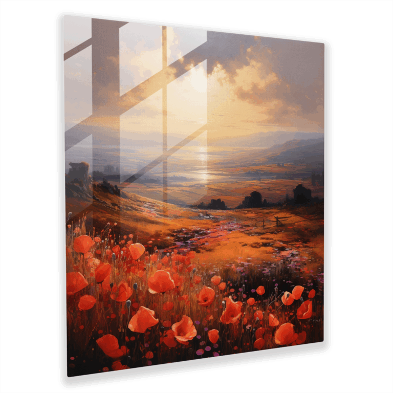 Tranquil Elegance - Glass Print of Modern Artwork: Fields of Remembrance