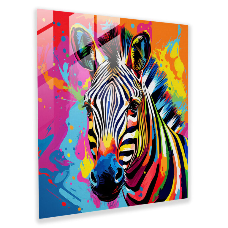 Colorful Zebra Glass Print - Zebra, Modern Art, Pop Art, Wall Decoration