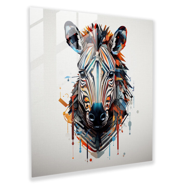 Geometric Zebra Glass Print - Zebra, Zebra, Digital Art, Geometric
