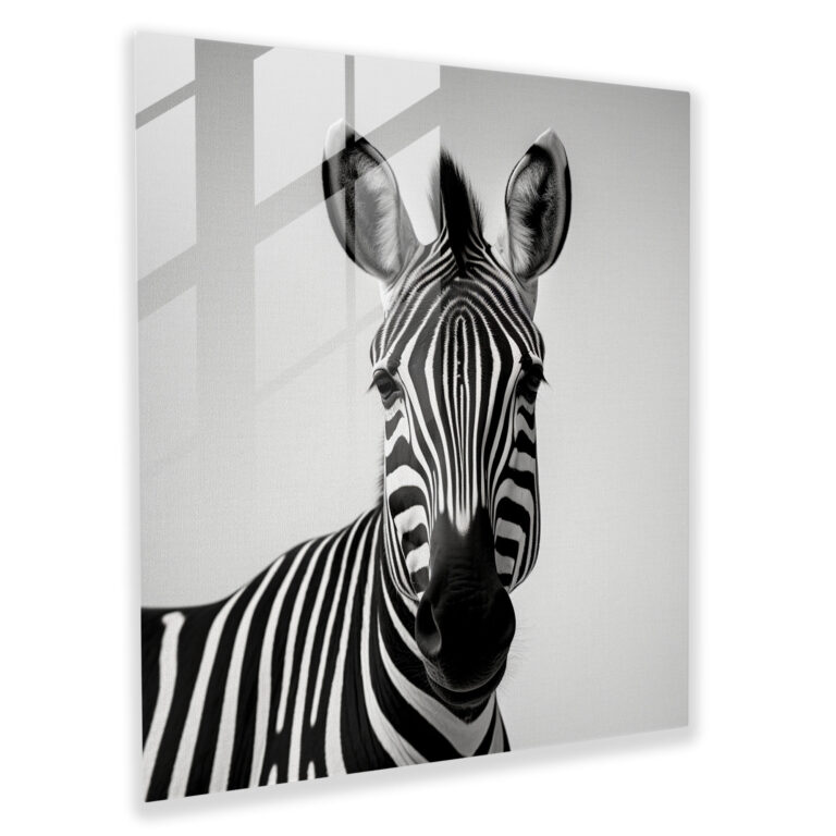 Minimalist Zebra Glass Print - Zebra, Elegance, Black And White, Glass Art
