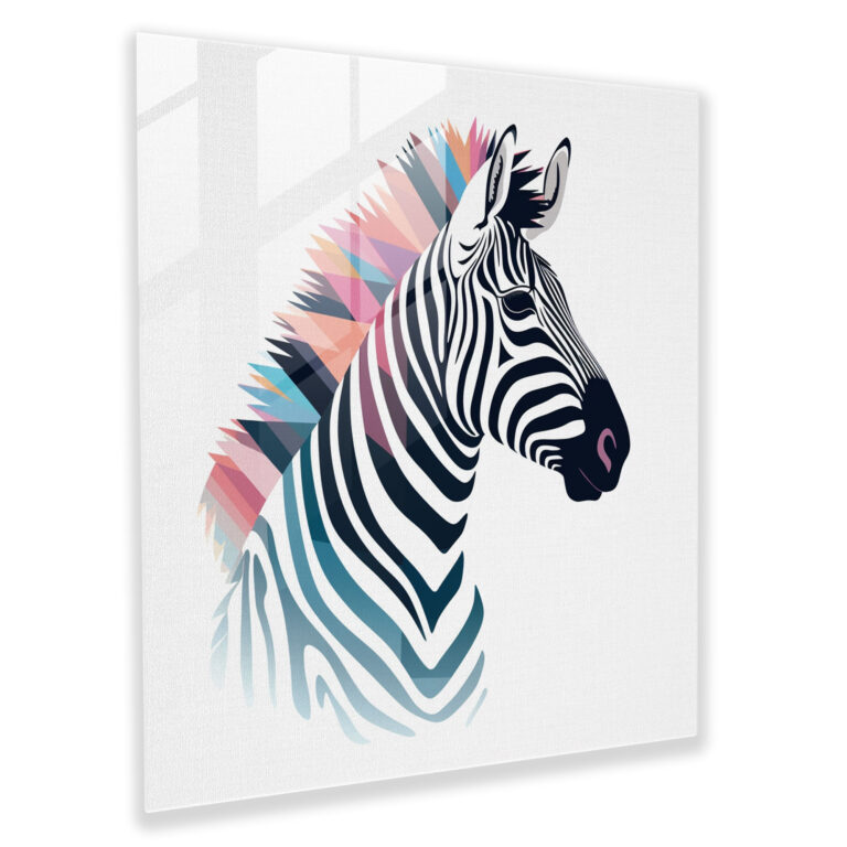 Geometric Zebra Glass Print - Zebra, Zebra, Modern Art, Stylish
