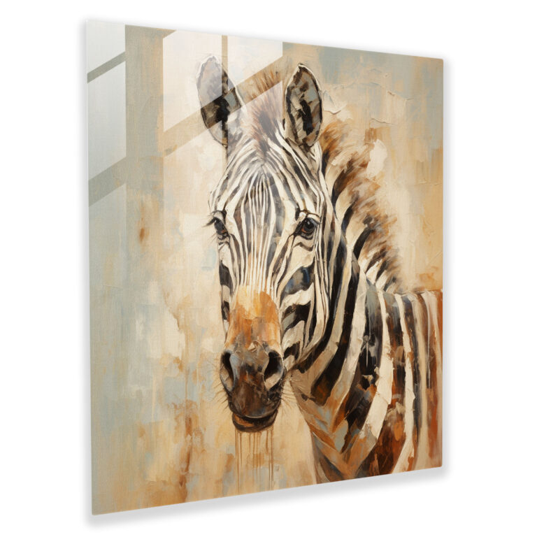 Impressionist Zebra Glass Print - Zebra, Glass Print, Painting, Modern Art