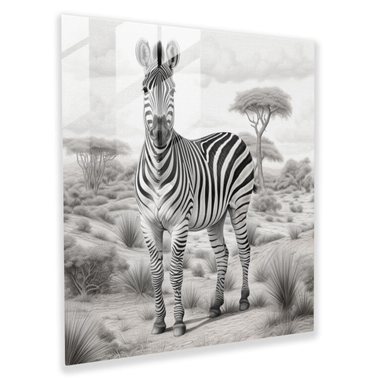 Graceful Zebra Glass Print - Zebra, Glass Art, Graceful, African Savannah