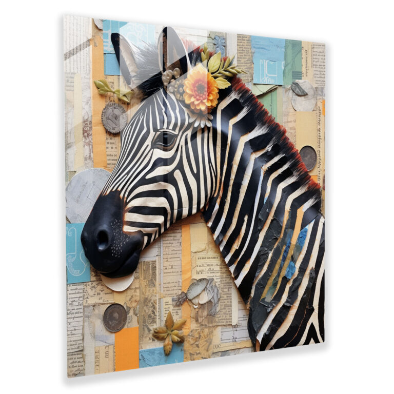 Textured Zebra Glass Print - Zebra, Glass Art, Glass Print, Wall Decoration