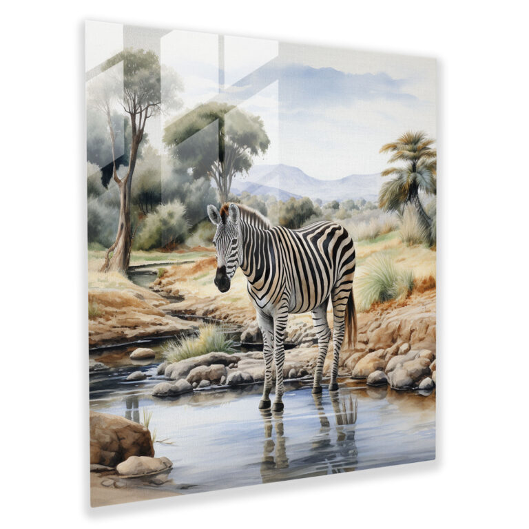 Tranquil Zebra Glass Print - Zebra, Modern Art, Glass Wall Art, Zebra