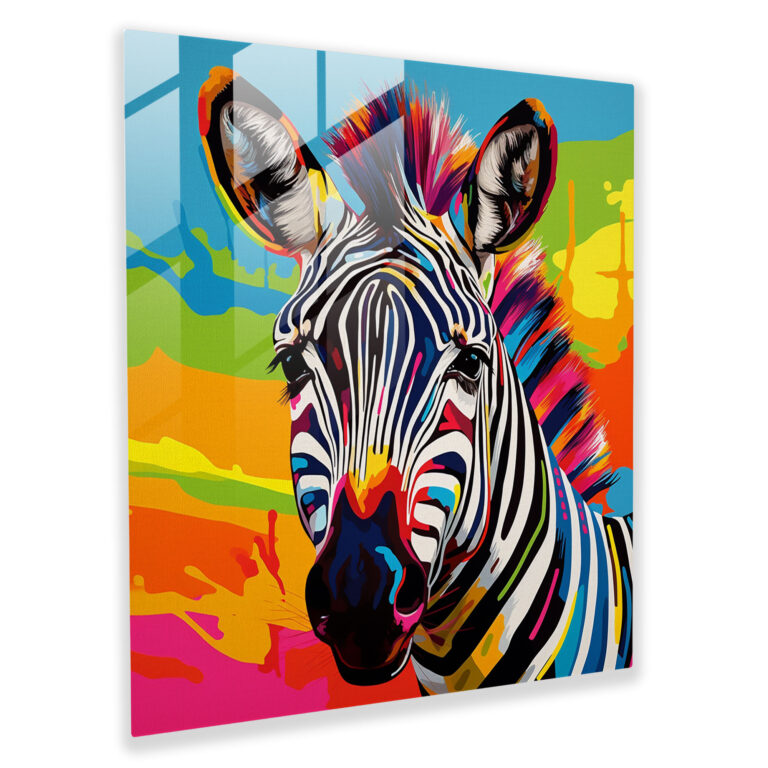 Energetic Zebra Glass Print - Zebra, Home Decoration, Modernity, Modern Art