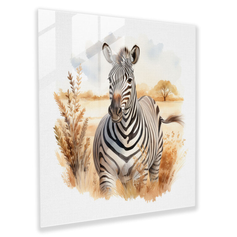Serenity Glass Print - Zebra, Wall Decoration, Delicate Color Palette, Glass Print