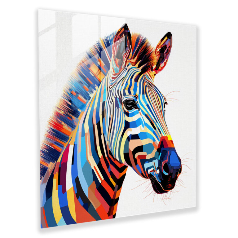 Geometric Zebra Glass Print - Zebra, Zebra, Glass Wall Art, Glass Art