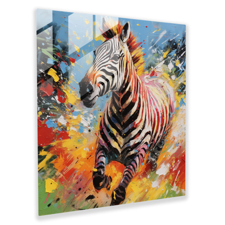 Dynamic Zebra Glass Print - Zebra, Home Decoration, Glass Wall Art, Movement