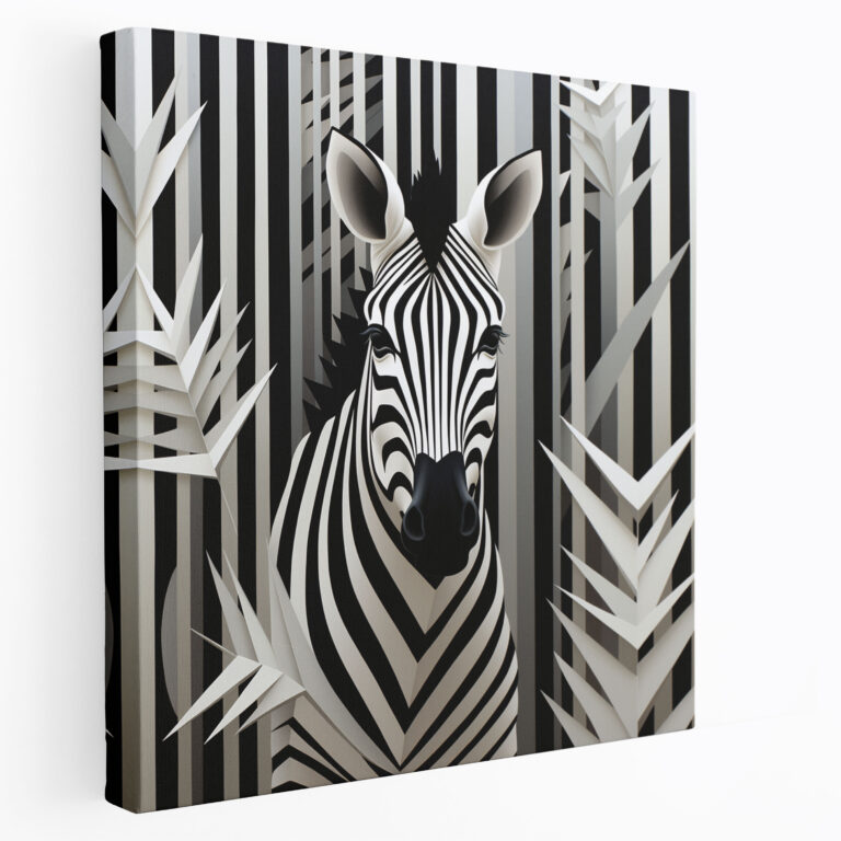 Zebra Wall Decoration - Abstract Geometric Canvas Print - Zebra, Wall Art, Zebra, Wall Decoration