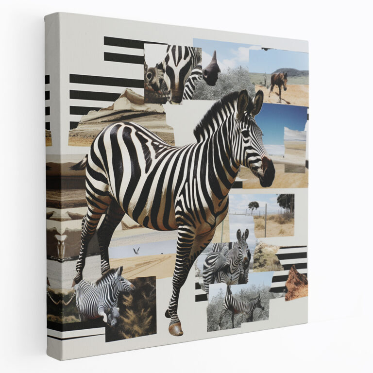 Zebra Wall Art - Zebra Collage - Zebra, Canvas Wall Art, Dynamic, Captivating