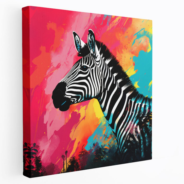 Zebra Canvas Print - Colorful Zebra Silhouette - Zebra, Visually Captivating, Unique, Personality