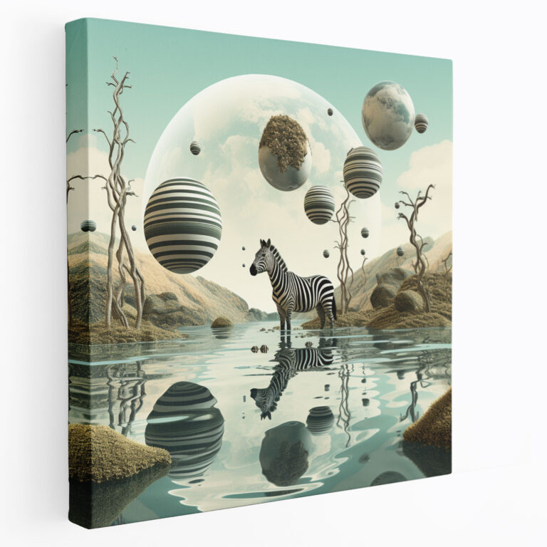 Zebra Wall Decoration - Surreal Digital Art - Zebra, Canvas Wall Art, Canvas, Otherworldly