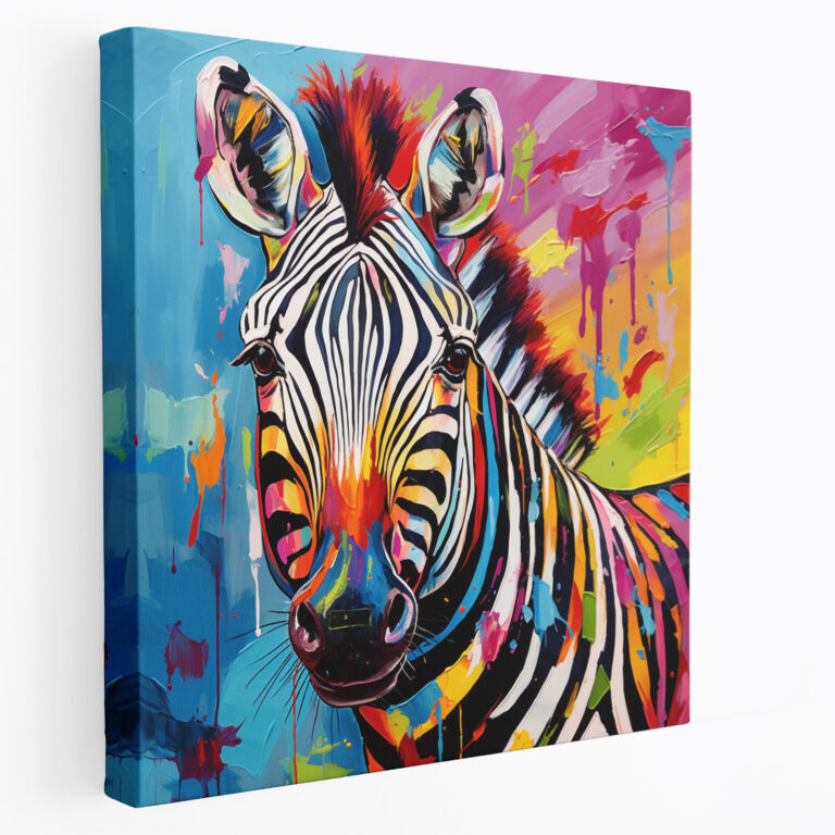 Zebra Canvas Print - Colorful And Vibrant Wall Art - Zebra, Dynamic Composition, Vibrant, Canvas