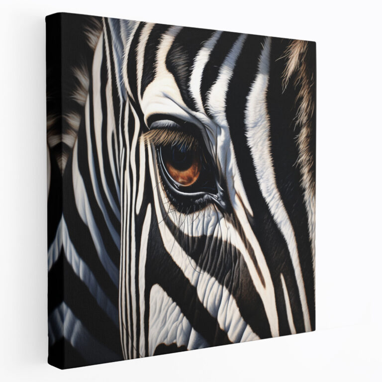 Realistic Zebra Canvas Print - Oil Painting Wall Art - Zebra, Realistic, Play Of Light And Shadow, Canvas