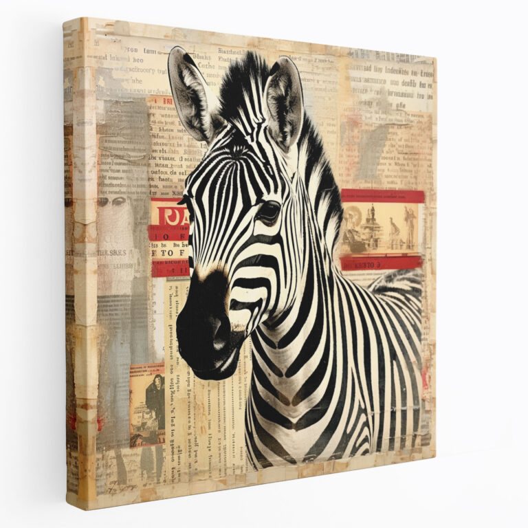 Zebra Wall Art - Vintage Collage Canvas Print - Zebra, Home Decoration, Nostalgic, Canvas