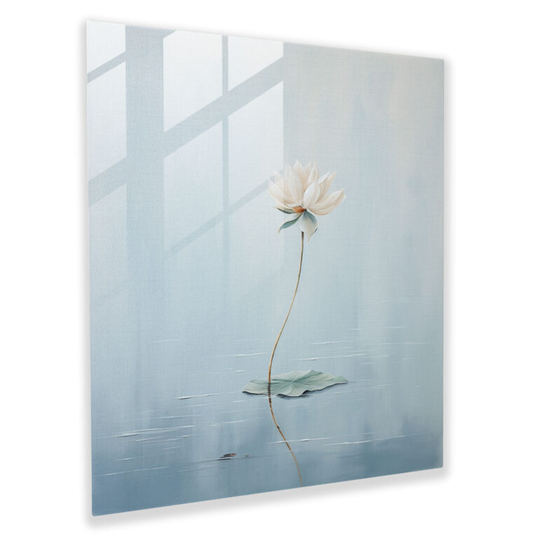 Zen Harmony Glass Print - Zen, Lotus Flower, Modern Art, Zen