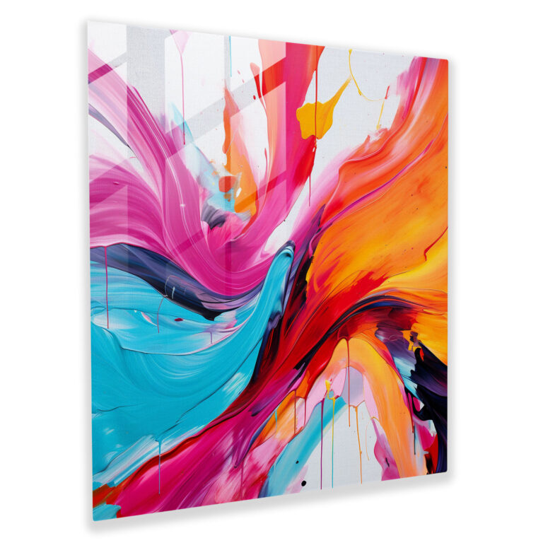 Zen Vibrant Brushstrokes Glass Print - Zen, Colorful Abstract Painting, Glass Wall Art, Wall Decoration