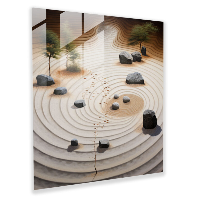 Zen Garden Glass Print - Zen, Home Decoration, Wall Decoration, Glass Wall Art