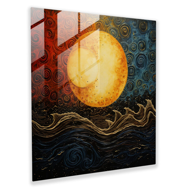 Zen Sun And Moon Glass Print - Zen, Sun And Moon, Modern Art, Wall Decoration