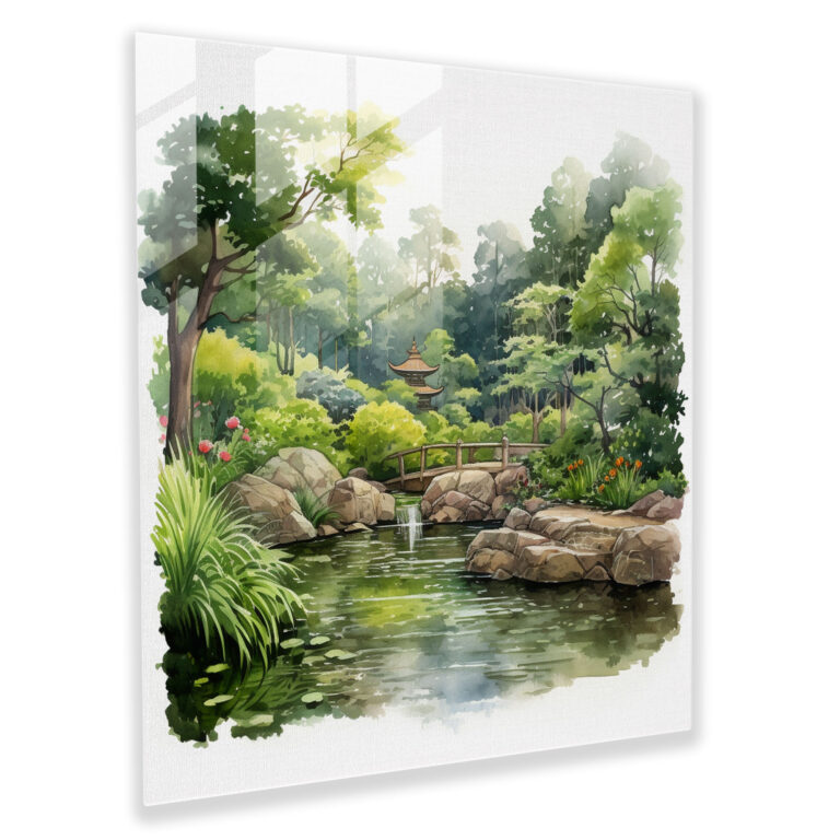Zen Glass Print - Watercolor Zen Garden - Zen, Zen, Wall Decoration, Home Decoration