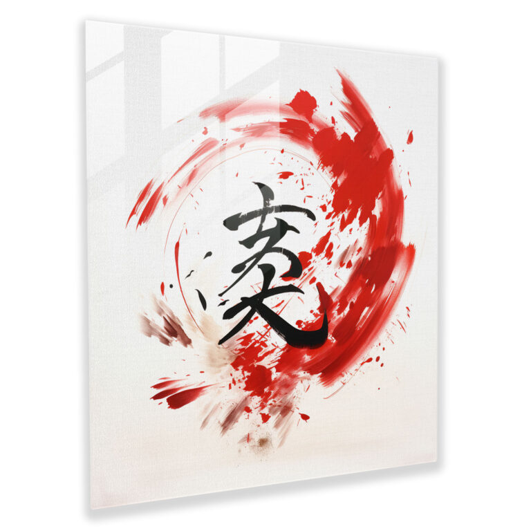 Zen Glass Print - Harmony Calligraphy - Zen, Modern Art, Balance, Chinese Script