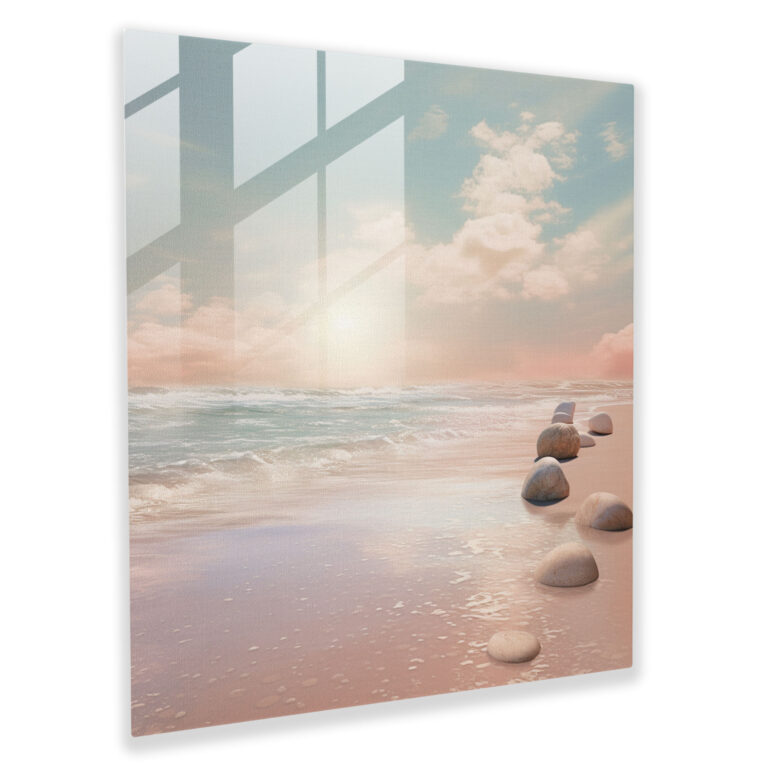 Zen Glass Print - Serene Beach - Zen, Serene Beach, Wall Decoration, Glass Art