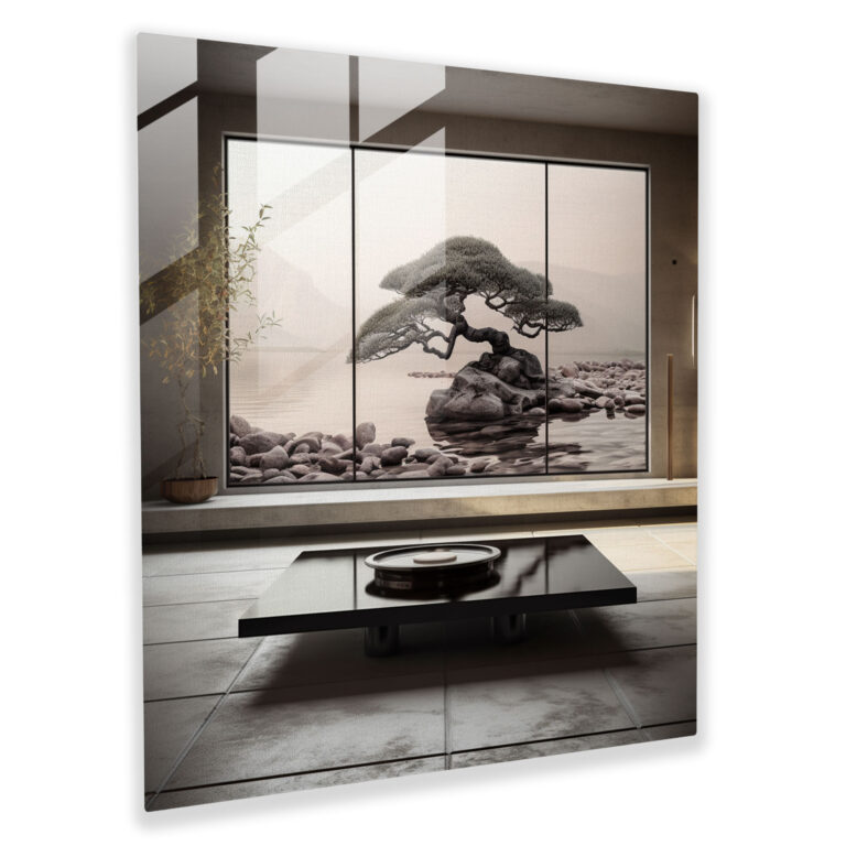 Monochrome Zen Glass Print - Zen, Modern Art, Peace, Mesmerizing