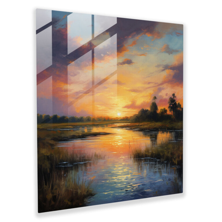 Zen Sunset Glass Print - Zen, Soothing Atmosphere, Peaceful Sunset, Glass Art