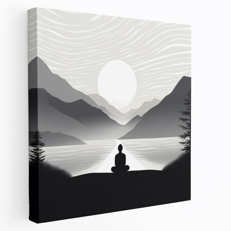 Zen Canvas Print - Serene Meditating Figure In Minimalist Landscape - Zen, Canvas Wall Art, Zen, Canvas