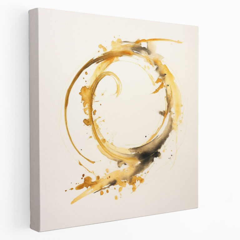 Zen Wall Decoration - Japanese Calligraphy 'Harmony' On Watercolor Background - Zen, Harmony, Gold Ink, Watercolor Background