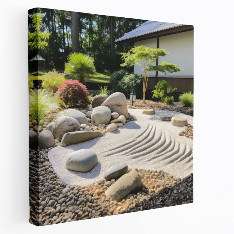 Zen Canvas Print - Picturesque Zen Garden With Calming Water Feature - Zen, Home Decoration, Wall Art, Canvas Wall Art