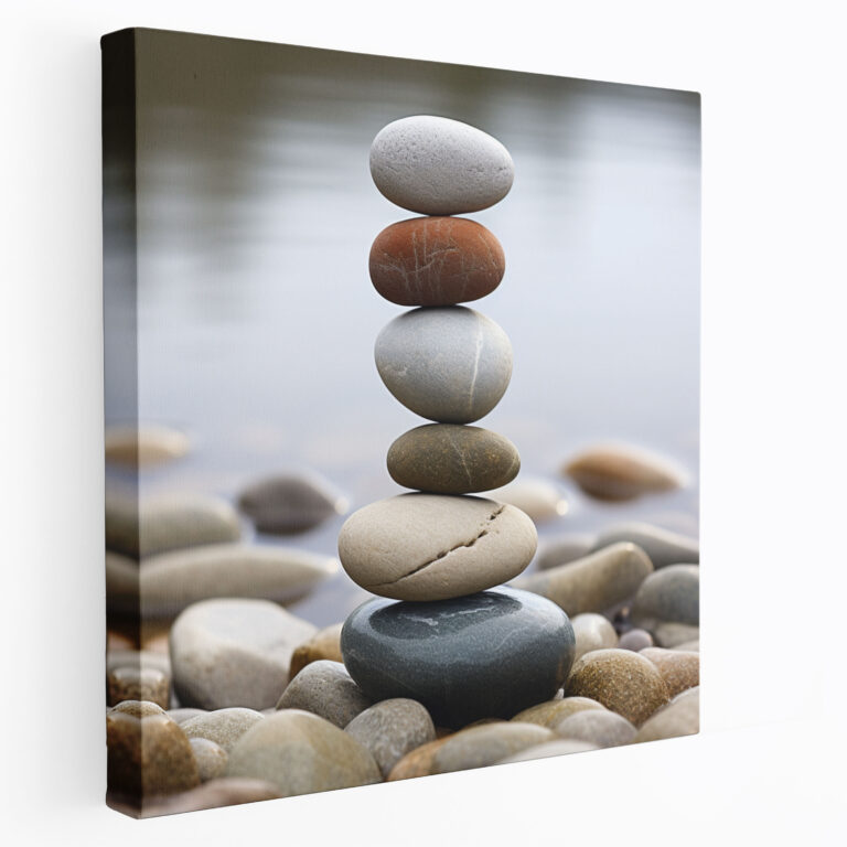 Balanced Pebbles Canvas Print - Zen, Balance, Harmony, Home Decoration